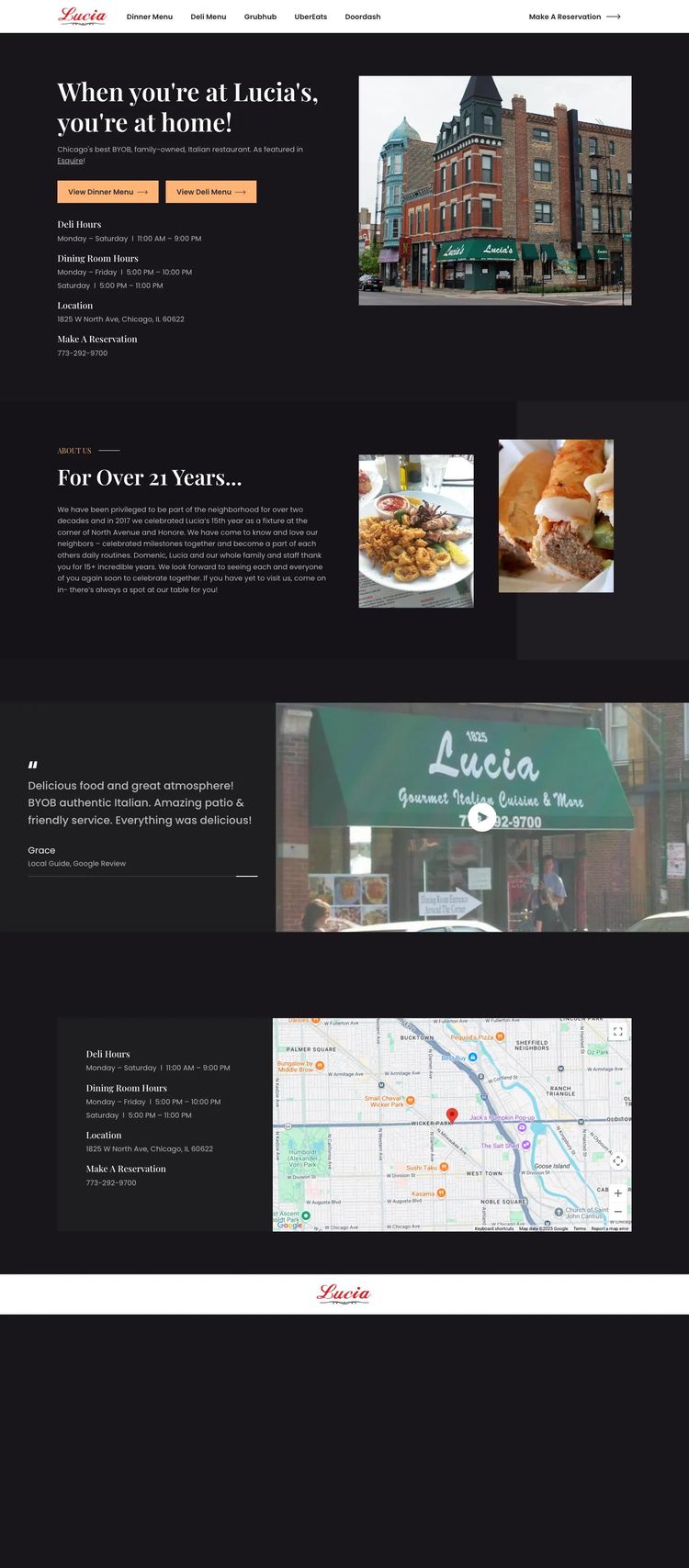 Screenshot 2 of Lucia's (Example undefined Restaurant Website)