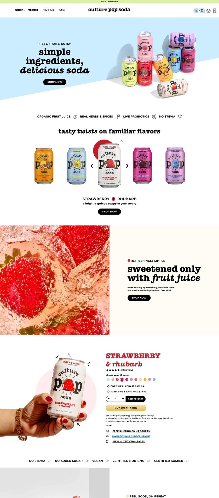Screenshot 1 of Culture Pop (Example Shopify Food and Beverage Website)