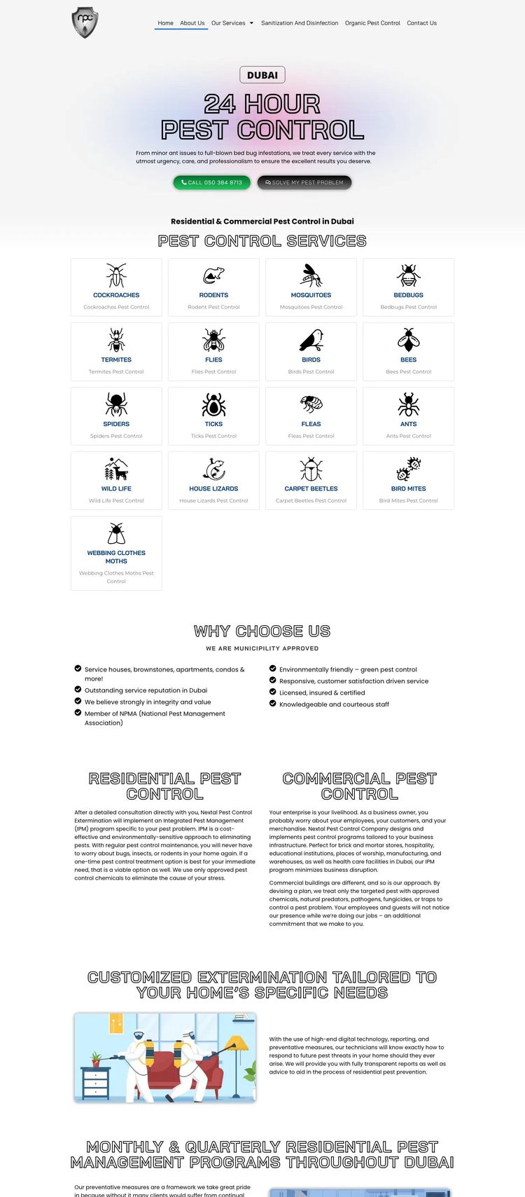Screenshot 2 of Next Al Pest Control (Example WordPress Pest Control Website)