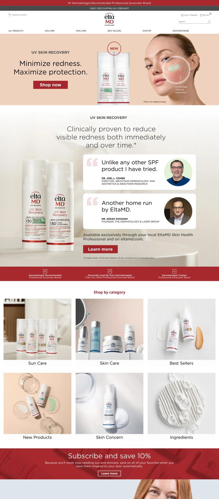 Screenshot 2 of EltaMD (Example Shopify Beauty Products Website)