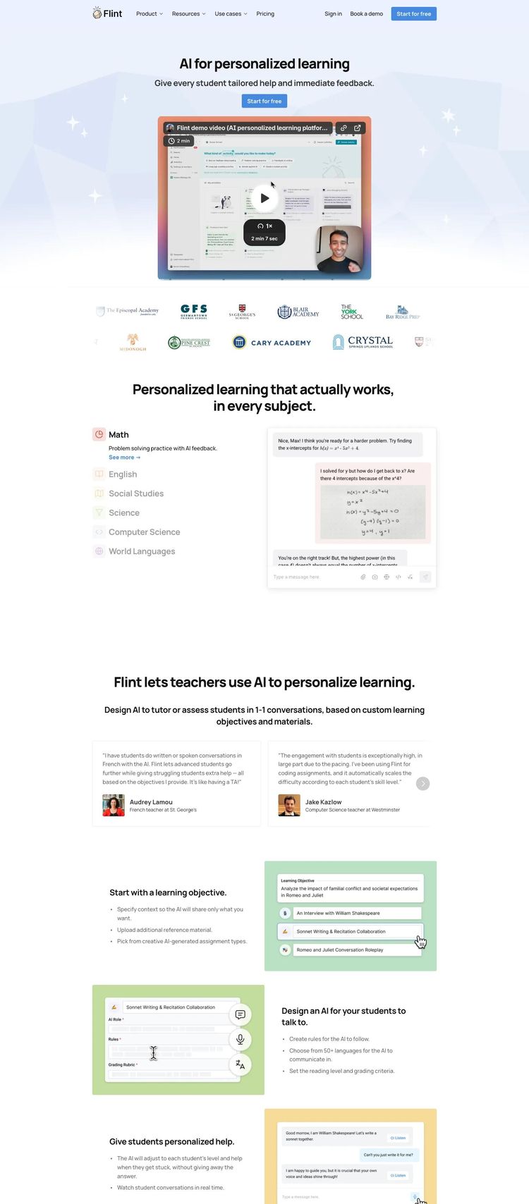 Screenshot 2 of Flint Community Schools (Example Framer Educational Institution Website)