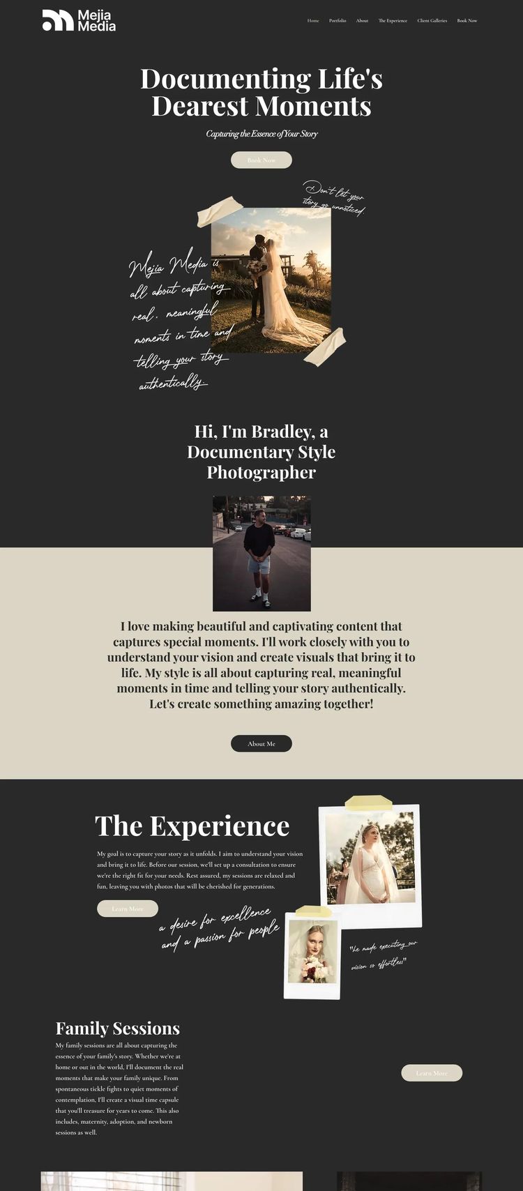 Screenshot 2 of Mejia Media (Example Wix Photography Website)