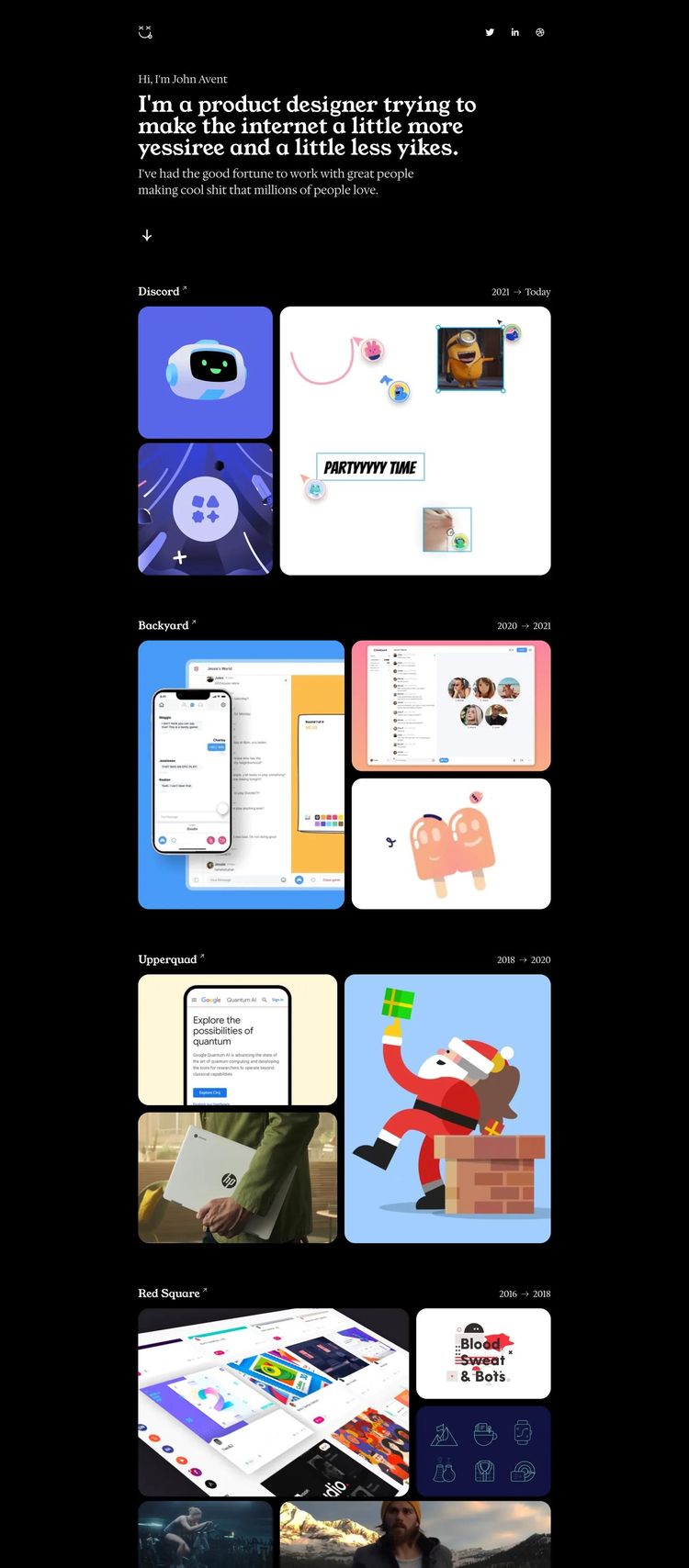 Screenshot 2 of John Avent (Example Framer Design Portfolio Website)