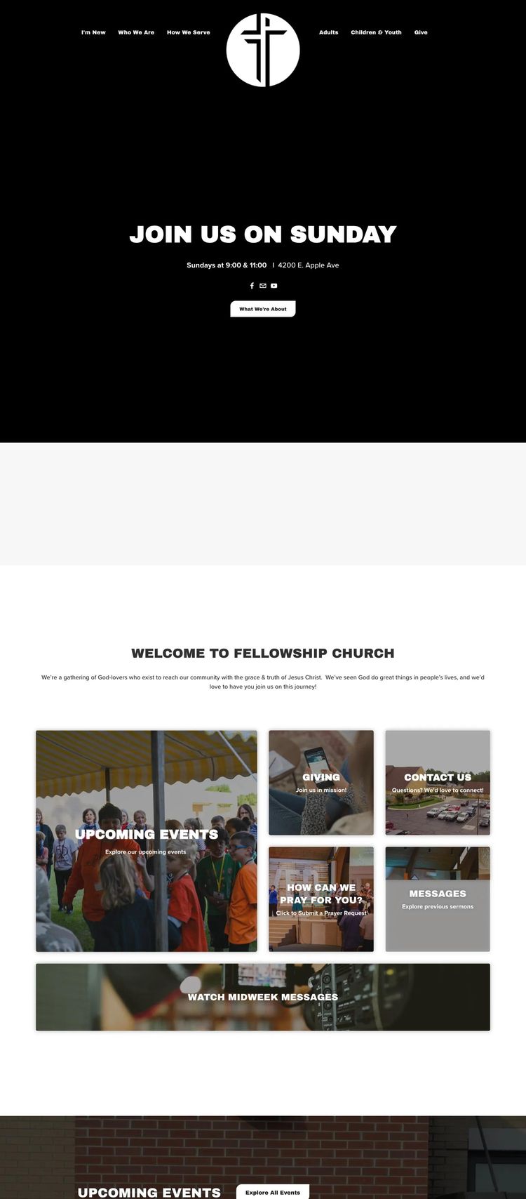 Screenshot 1 of Fellowship Church (Example Squarespace Church/Religious Organization Website)