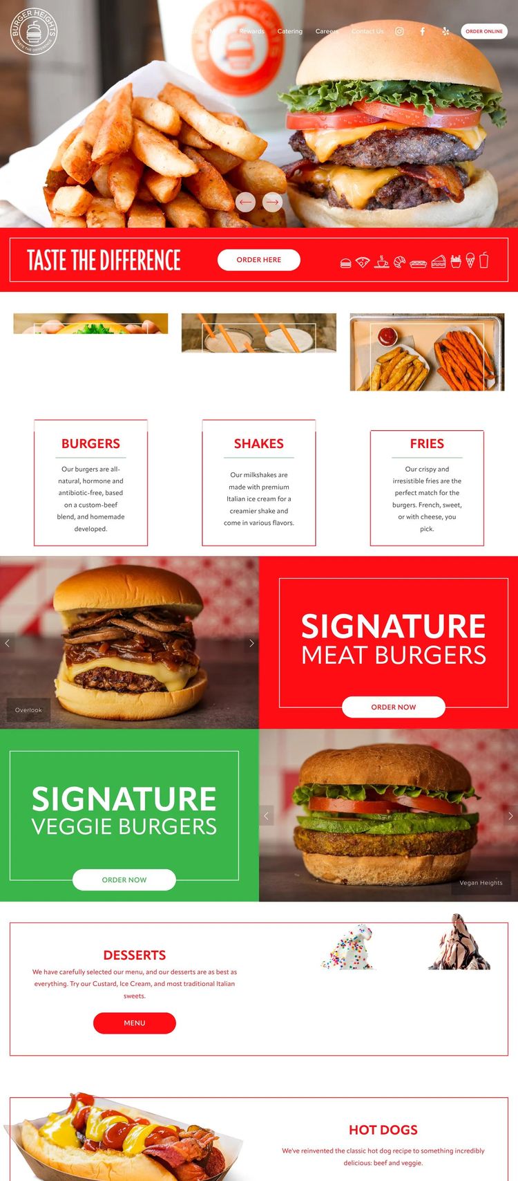 Screenshot 2 of Burger Heights (Example Squarespace Restaurant Website)