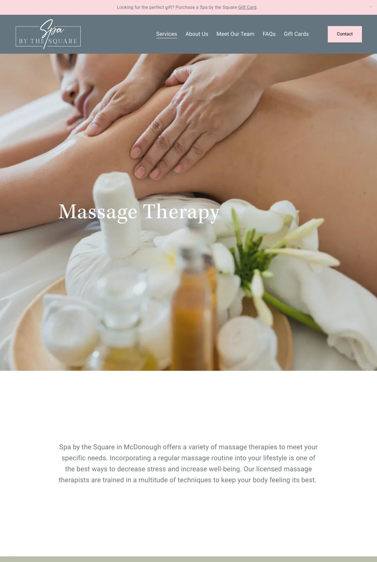Screenshot 2 of Spa by the Square (Example Squarespace Esthetician Website)