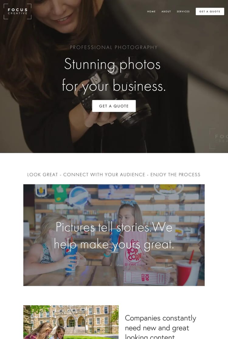 Screenshot 1 of Focus Creative (Example Squarespace Photography Website)