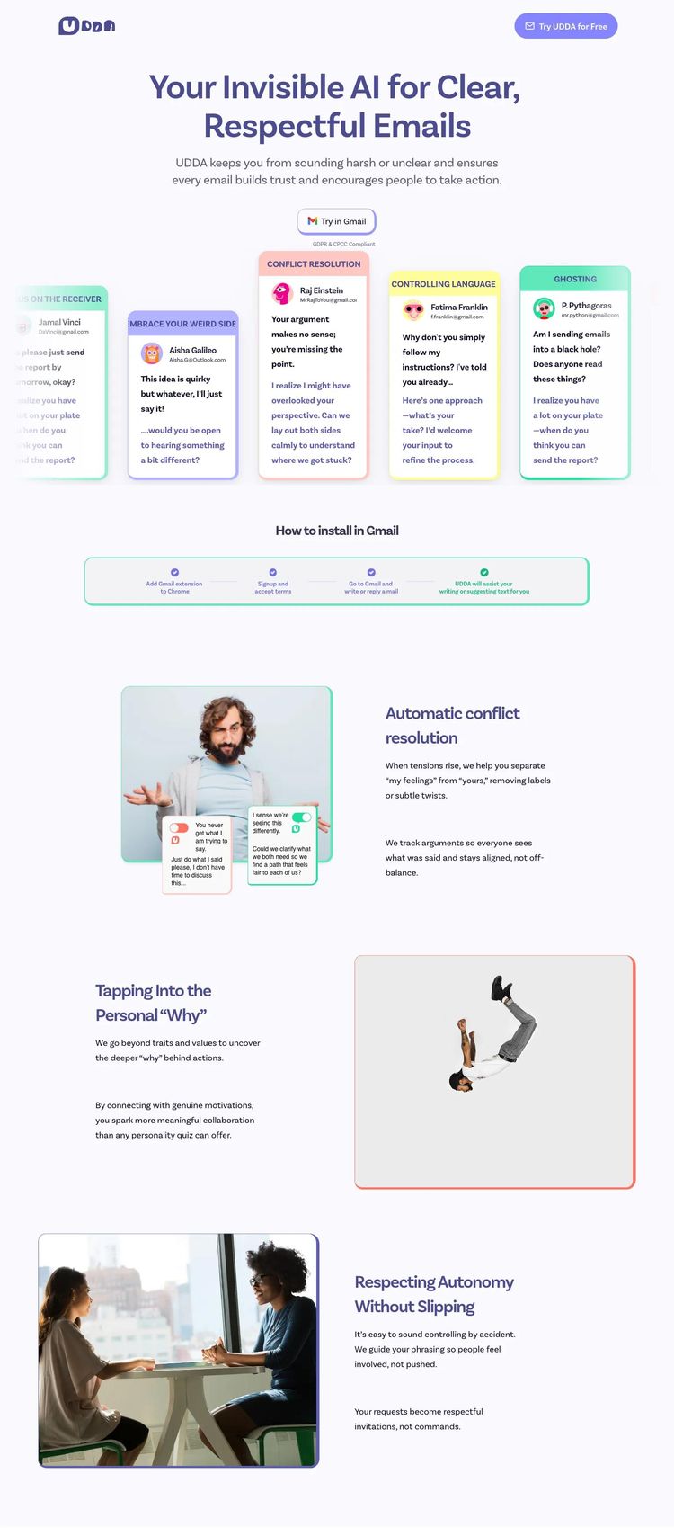 Screenshot 2 of UDDA (Example Framer AI and Machine Learning Website)