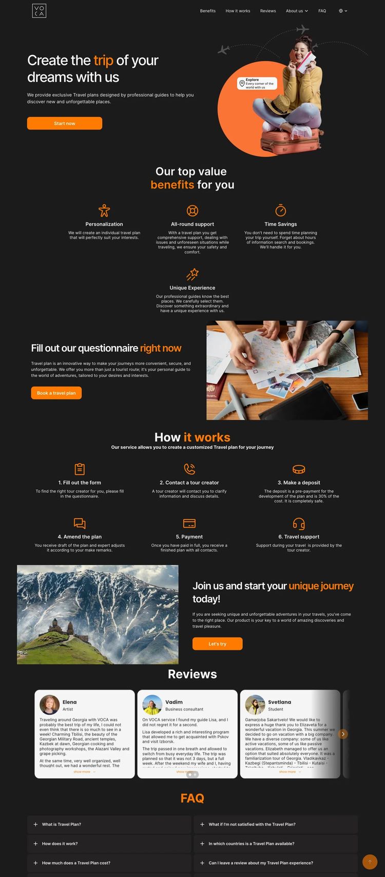 Screenshot 2 of Voca (Example Framer Travel Agency Website)