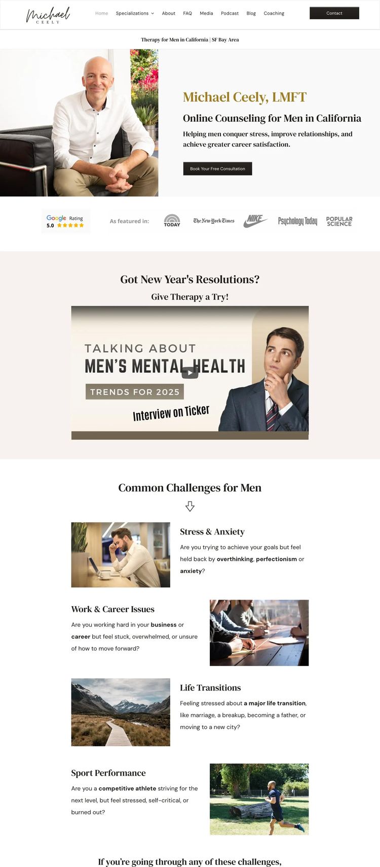 Screenshot 1 of Ceely Counseling (Example Duda Therapist Website)