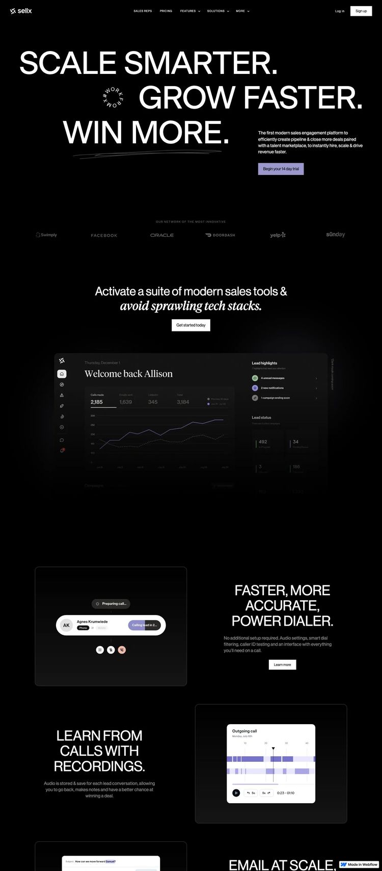 Screenshot 2 of SellX (Example Webflow Software Development Website)