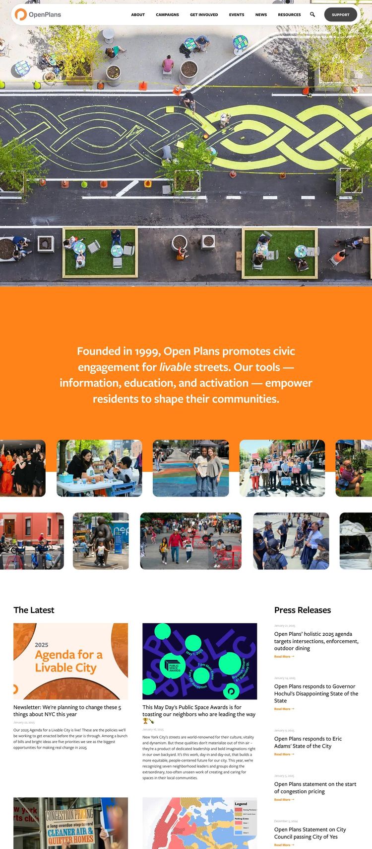 Screenshot 1 of Open Plans (Example Squarespace Nonprofit Organization Website)