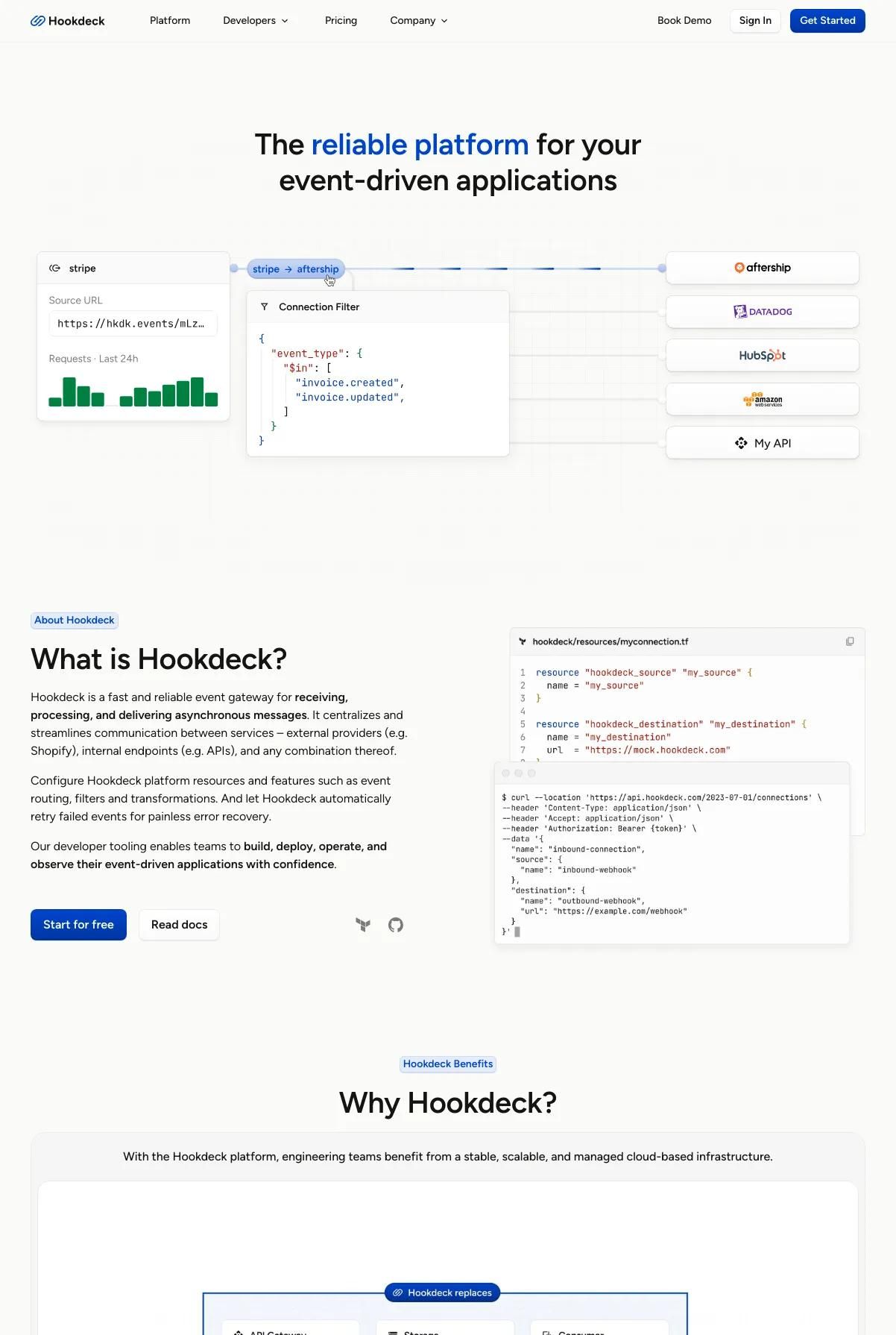 Screenshot 2 of Hookdeck (Example Webflow SaaS Website)