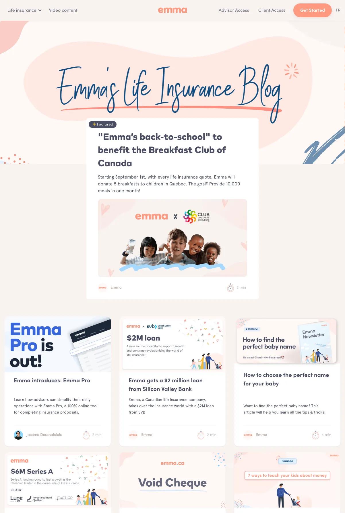 Screenshot 2 of Emma's Life Insurance (Example Webflow Blog Website)