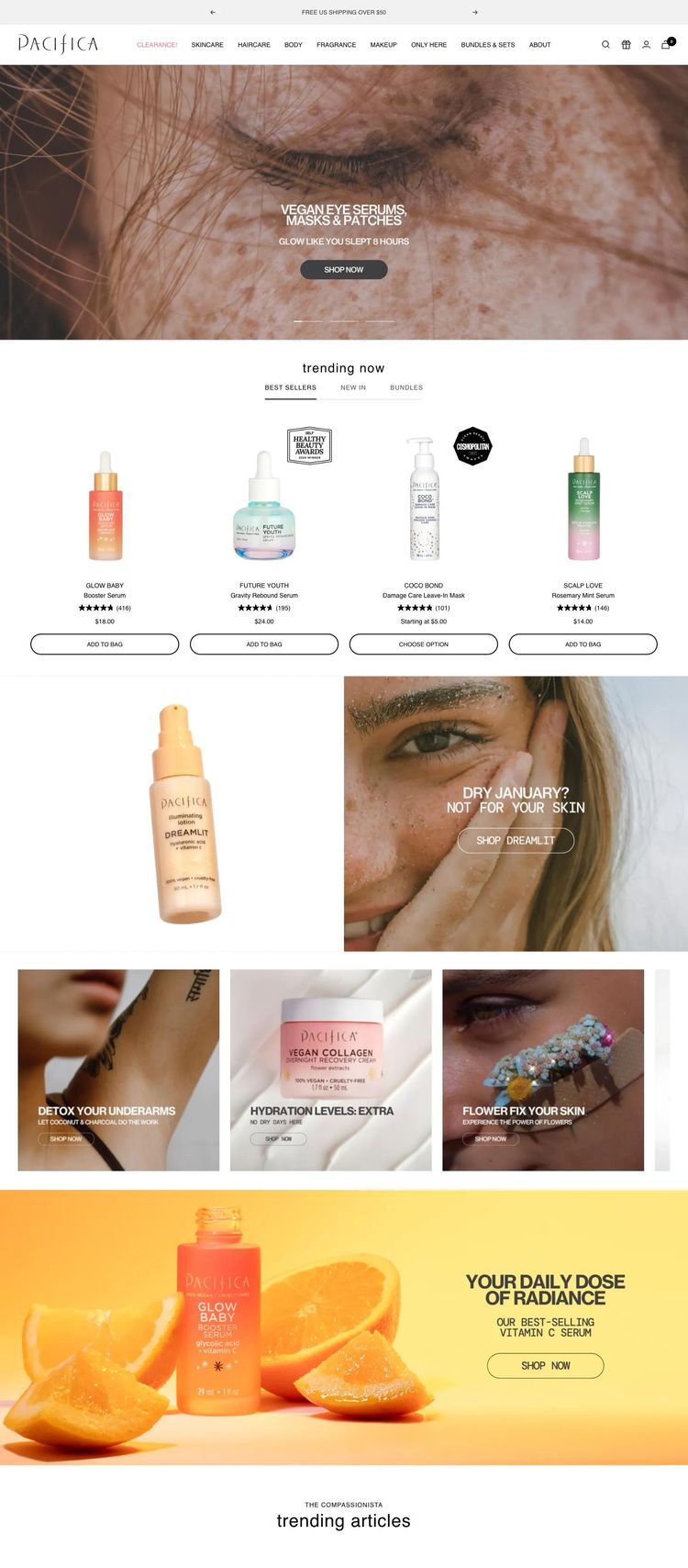 Screenshot 2 of Pacifica Beauty (Example Shopify Beauty Products Website)