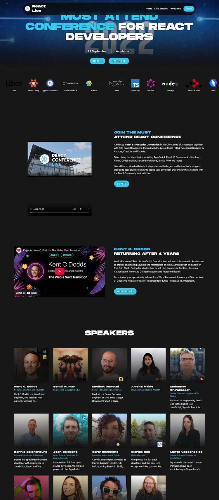 Screenshot 1 of React Live (Example Vue Conference Website)
