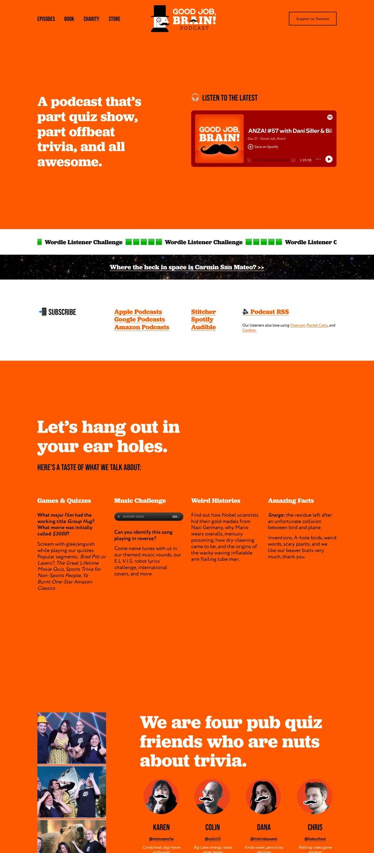 Screenshot 1 of Good Job, Brain! (Example Squarespace Podcast Website)