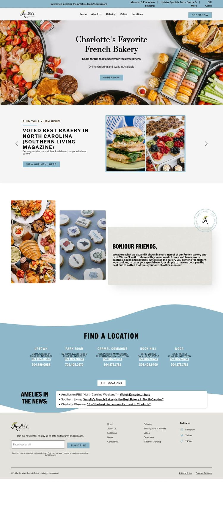 Screenshot 2 of Amelie’s French Bakery (Example Webflow Bakery Website)