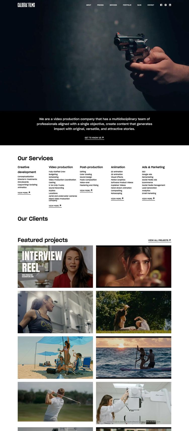 Screenshot 1 of Caldera Films (Example Squarespace Photography Website)
