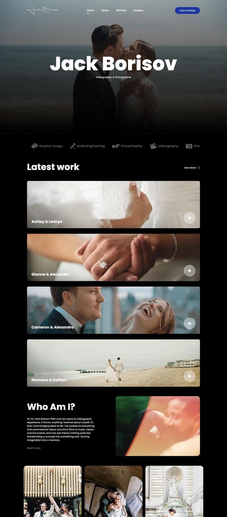 Screenshot 2 of Jack Borisov (Example Webflow Videographer Website)