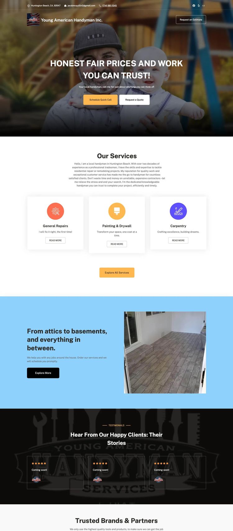 Screenshot 2 of Young American Handyman (Example WordPress Handyman Website)