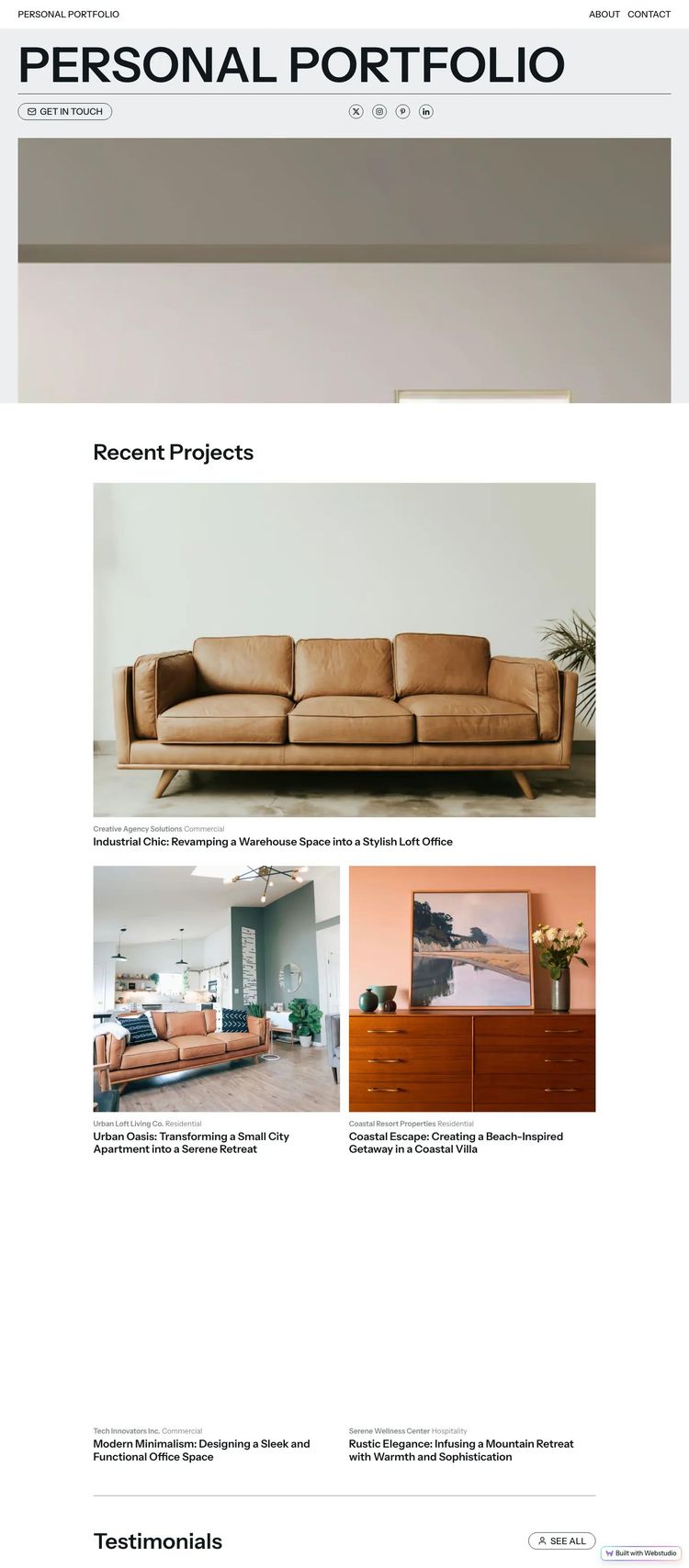 Screenshot 1 of Portfolio Template