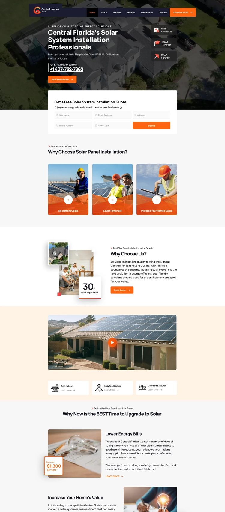 Screenshot 2 of Central Homes Solar (Example Webflow Solar Website)