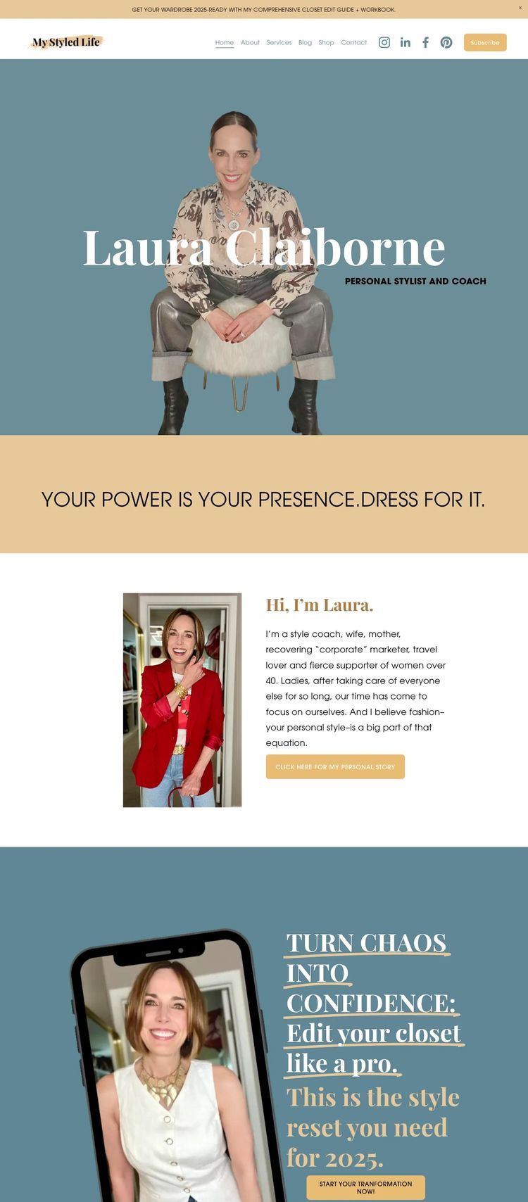 Screenshot 2 of Laura Claiborne (Example Squarespace Style Guide Website)