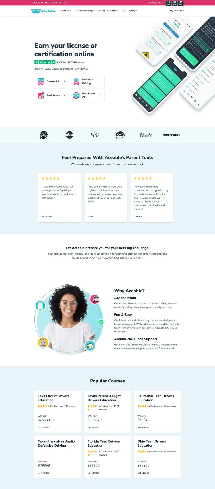 Screenshot 3 of Aceable (Example Squarespace Online Course Creator Website)