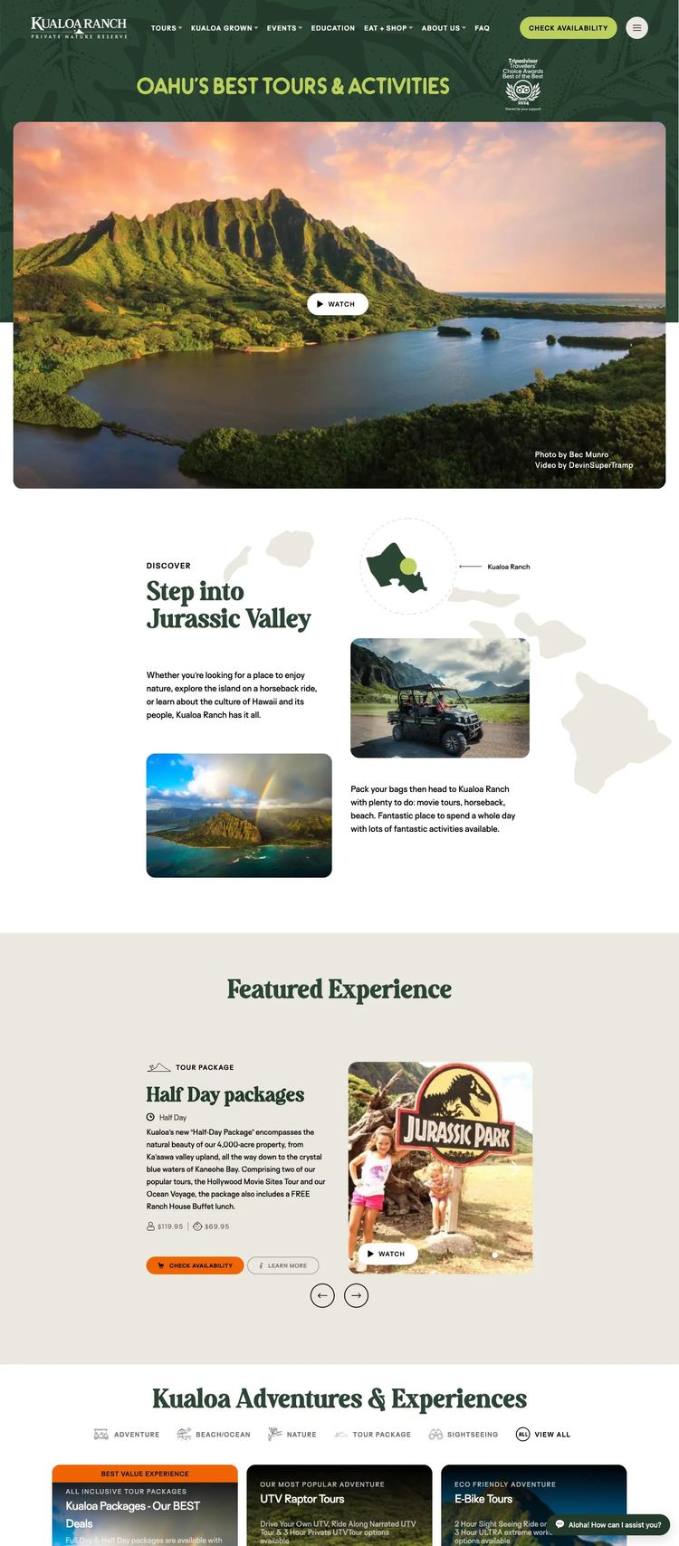 Screenshot 2 of Kualoa (Example Webflow Travel Agency Website)