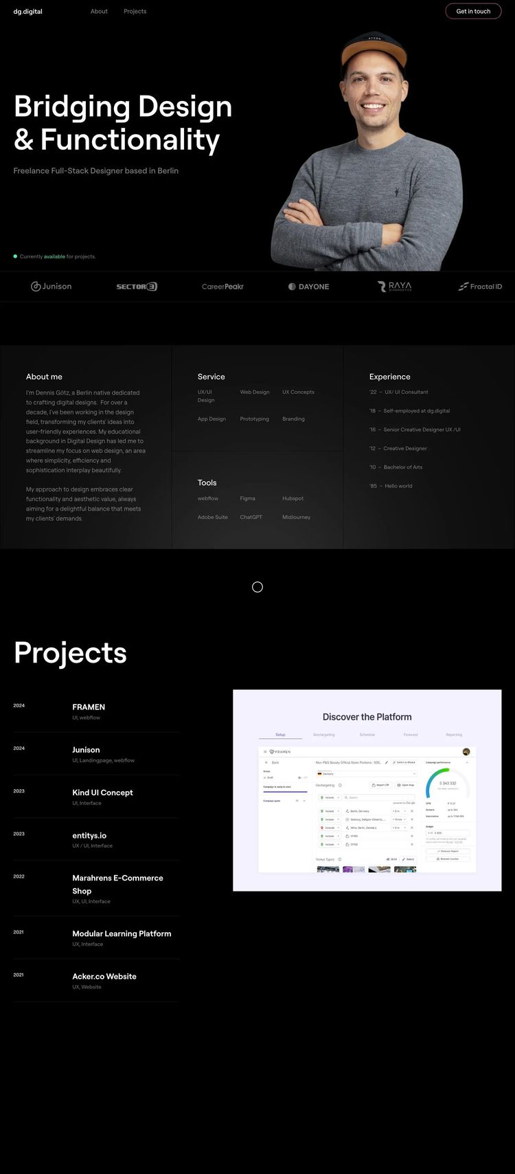 Screenshot 2 of dg.digital (Example Webflow Design Agency/Studio Website)