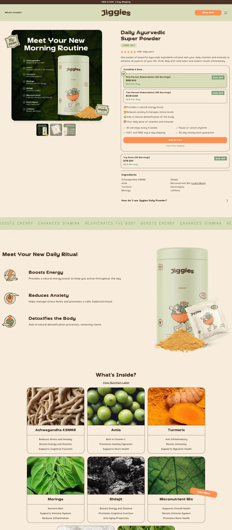 Screenshot 2 of Jiggies (Example Shopify Alternative Medicine Website)