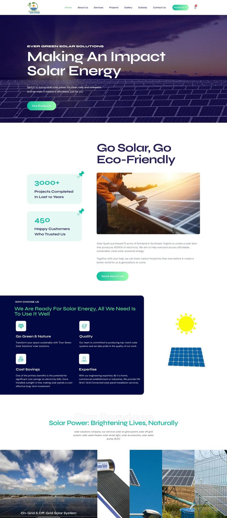 Screenshot 2 of Ever Green Solar Solutions (Example WordPress Solar Website)