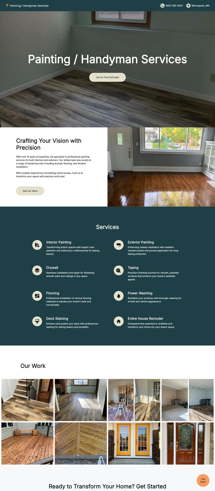 Screenshot 2 of Sam Painting Service (Example Next.js General Contractor Website)