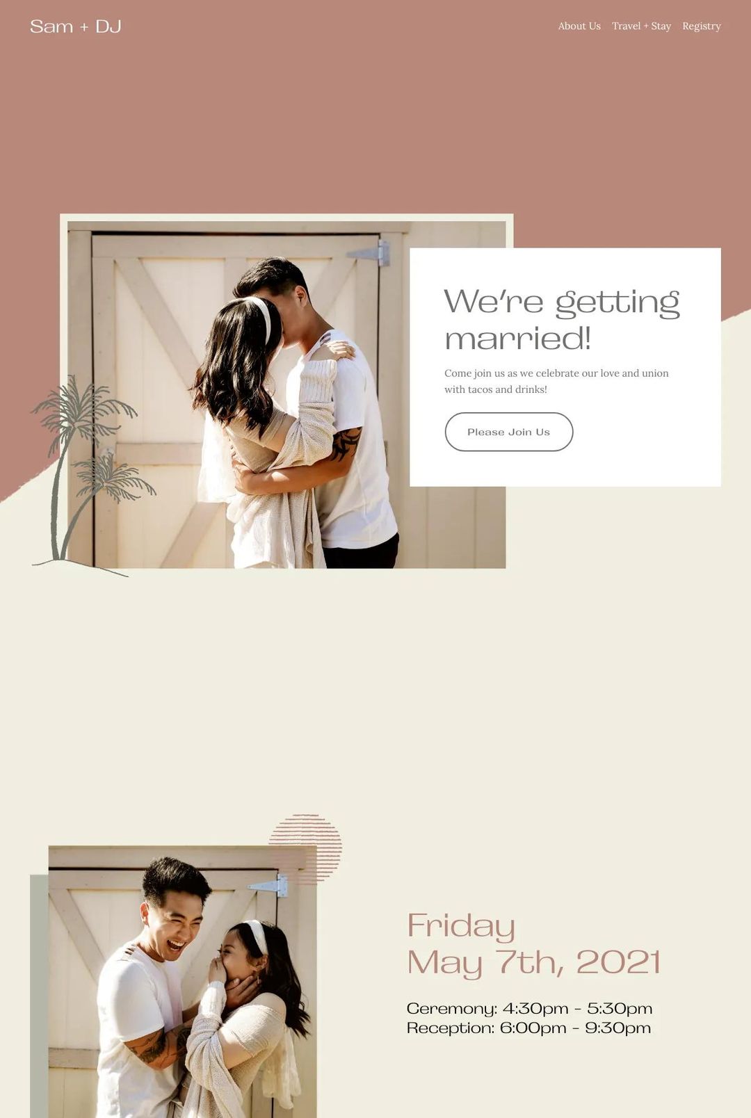 Screenshot 1 of Sam + DJ (Example Squarespace Wedding Website)