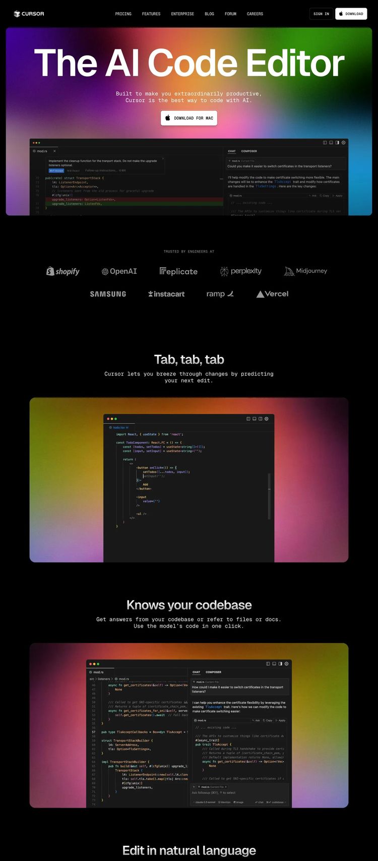Screenshot 2 of Cursor (Example undefined Productivity and Collaboration Website)