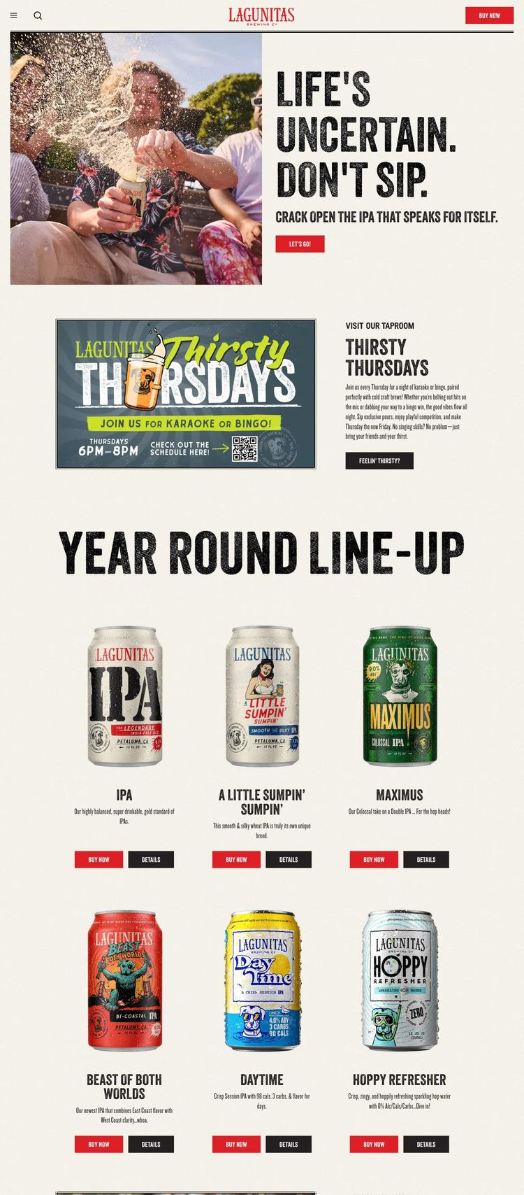 Screenshot 2 of Lagunitas Brewing Company (Example Squarespace Brewery/Winery Website)