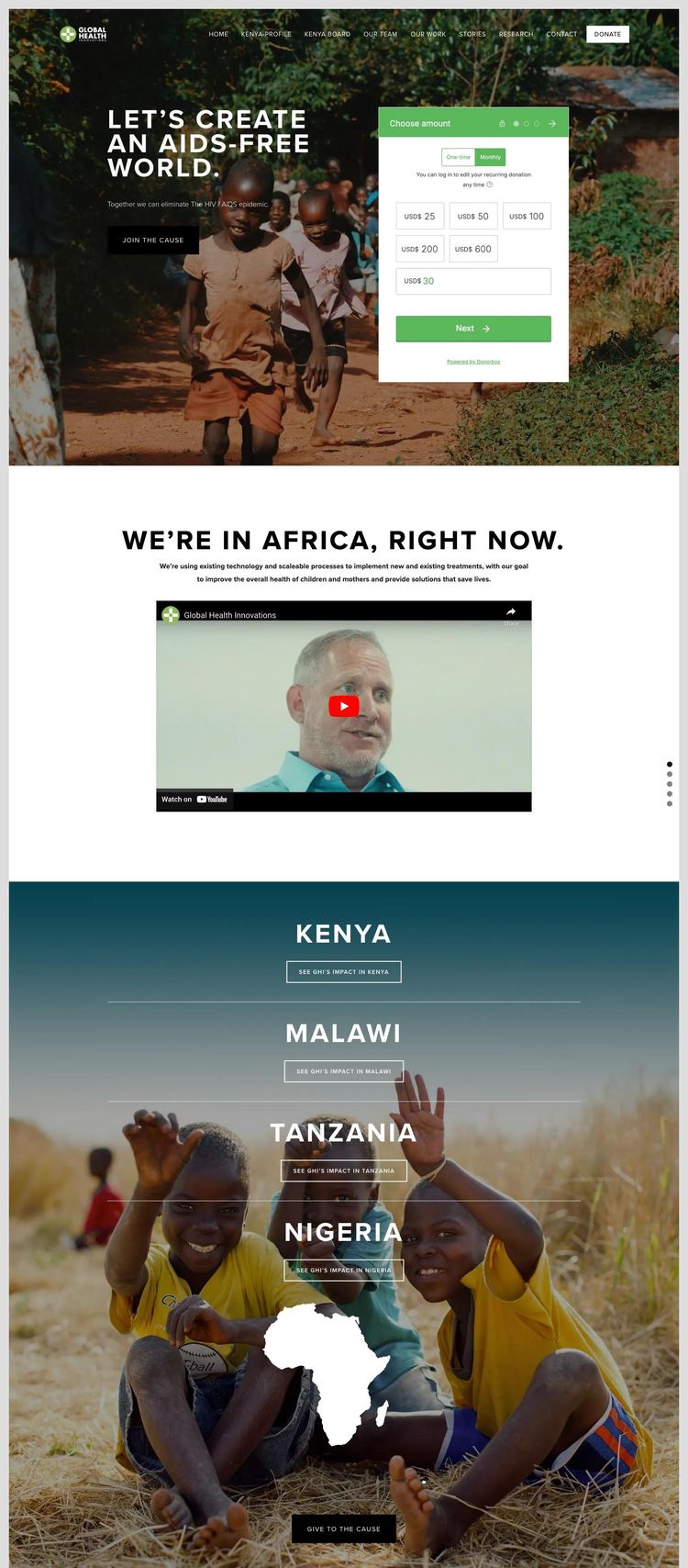Screenshot 1 of Global Health Innovations (Example Squarespace Nonprofit Organization Website)