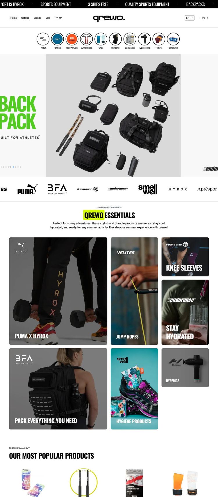 Screenshot 2 of Qrewo (Example Shopify Sports Equipment Website)