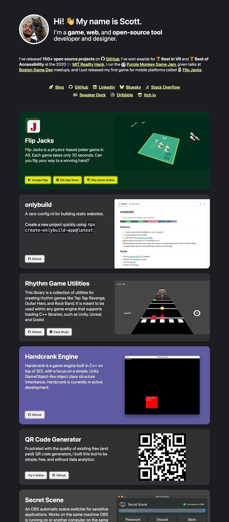 Screenshot 2 of Scott Doxey (Example undefined Gaming and Interactive Website)