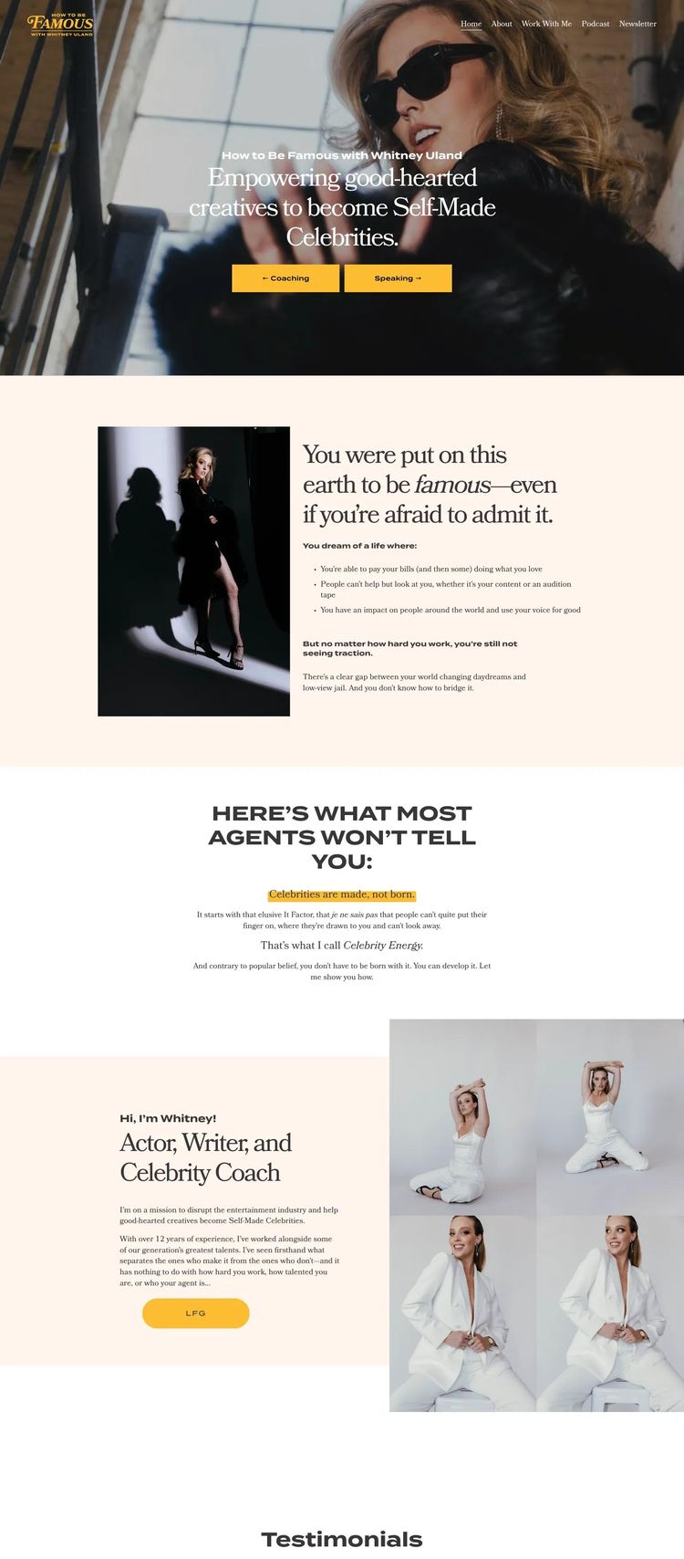 Screenshot 1 of How To Be Famous (Example Squarespace Life/Business Coach Website)