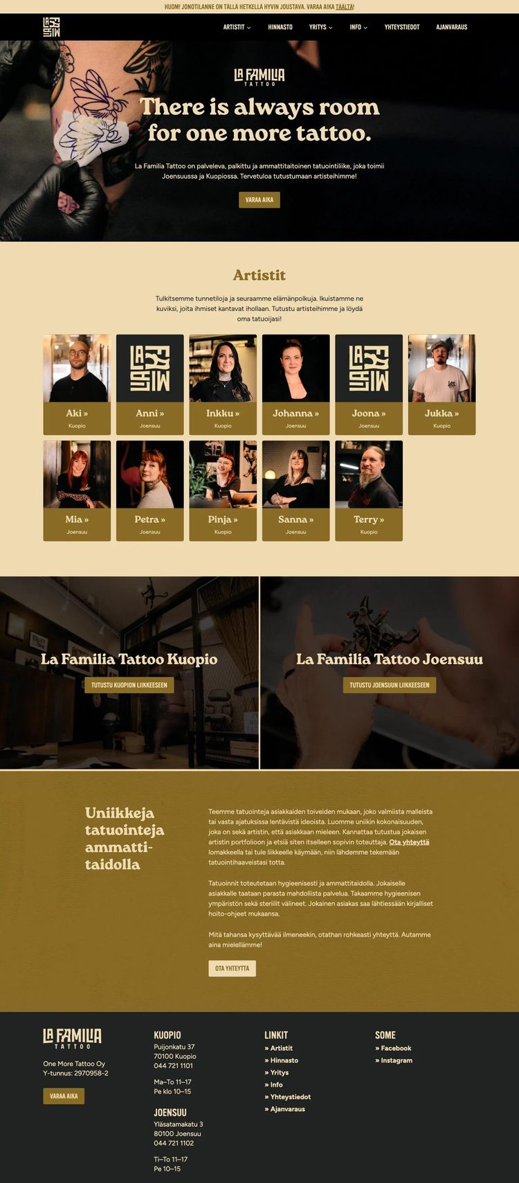 Screenshot 2 of La Familia Tattoo (Example WordPress Tattoo Artist/Studio Website)