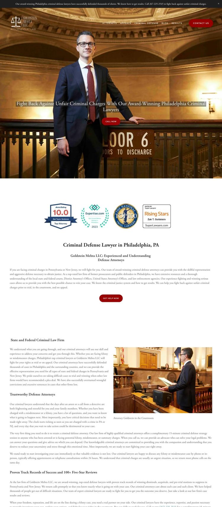 Screenshot 1 of Goldstein Mehta LLC (Example Squarespace Law Firm Website)