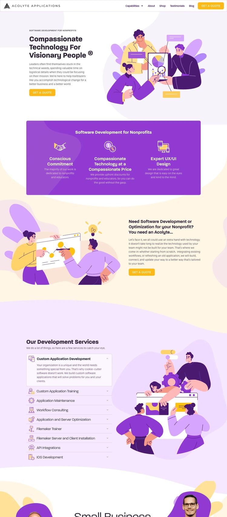 Screenshot 2 of Acolyte Applications (Example Squarespace Software Development Website)