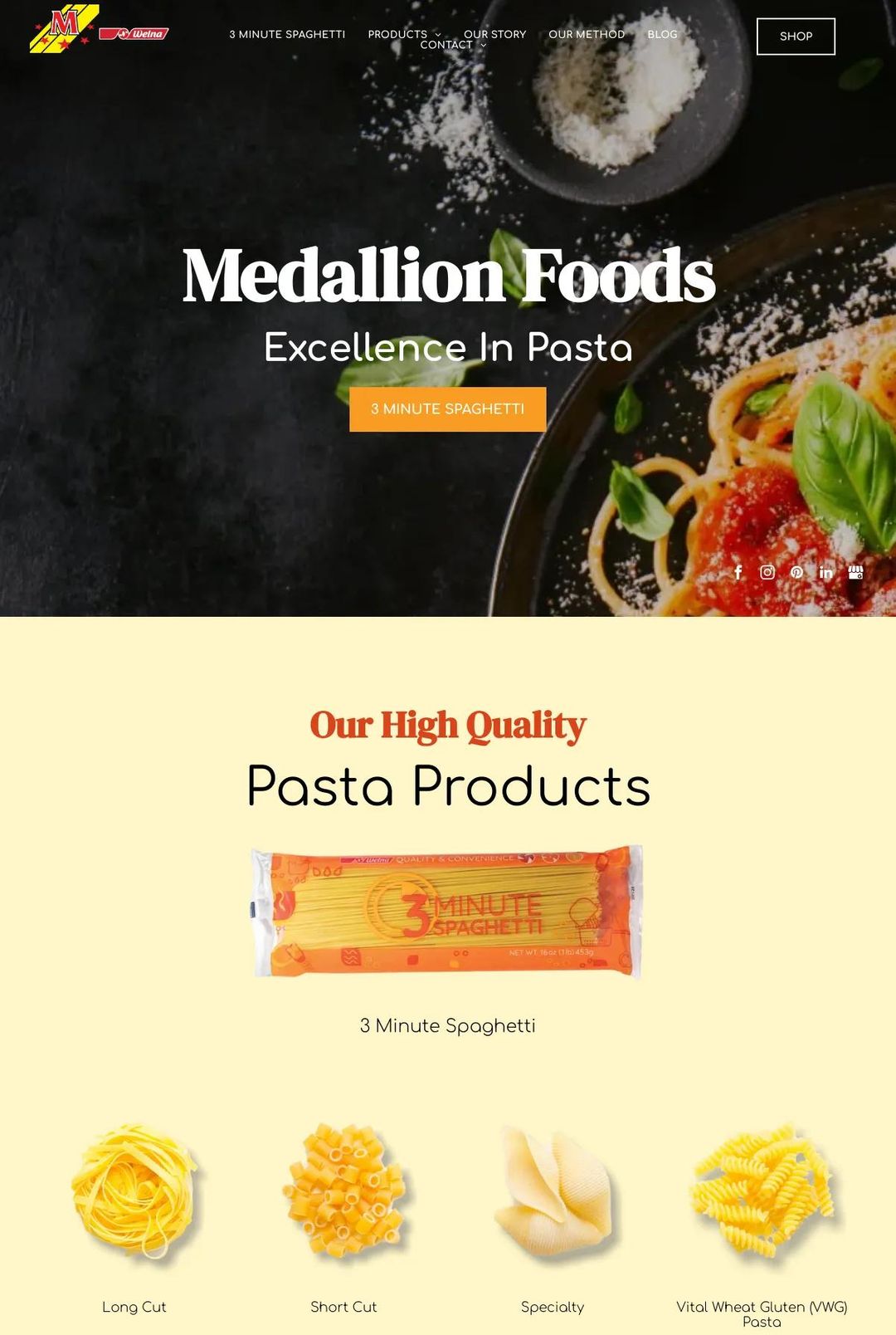 Screenshot 1 of Medallion Foods (Example Duda Website)