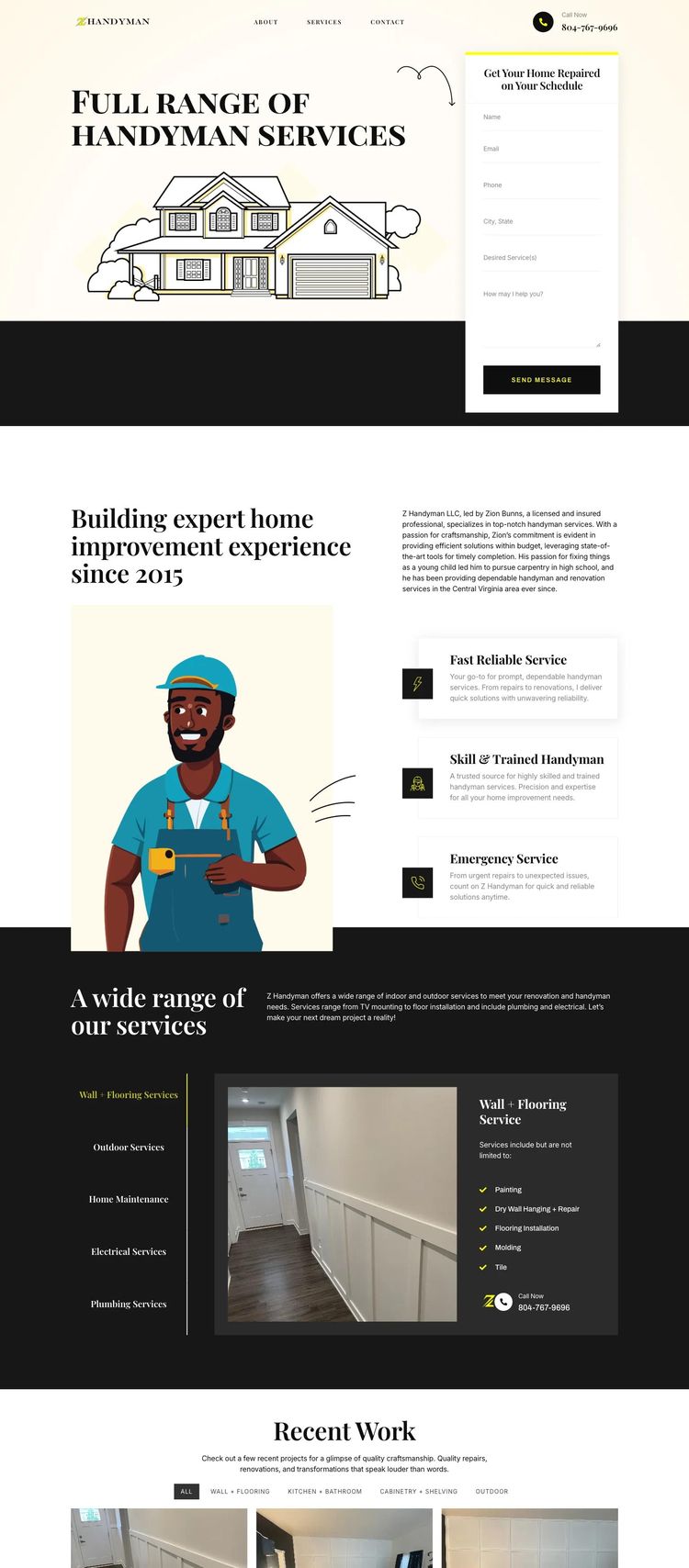 Screenshot 2 of Z Handyman (Example WordPress Handyman Website)