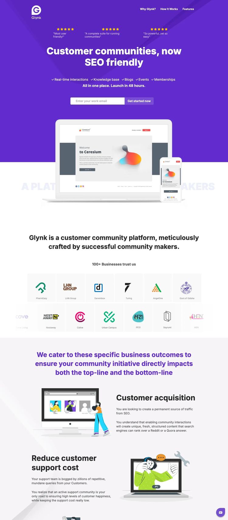 Screenshot 2 of Glynk (Example Squarespace Software Development Website)