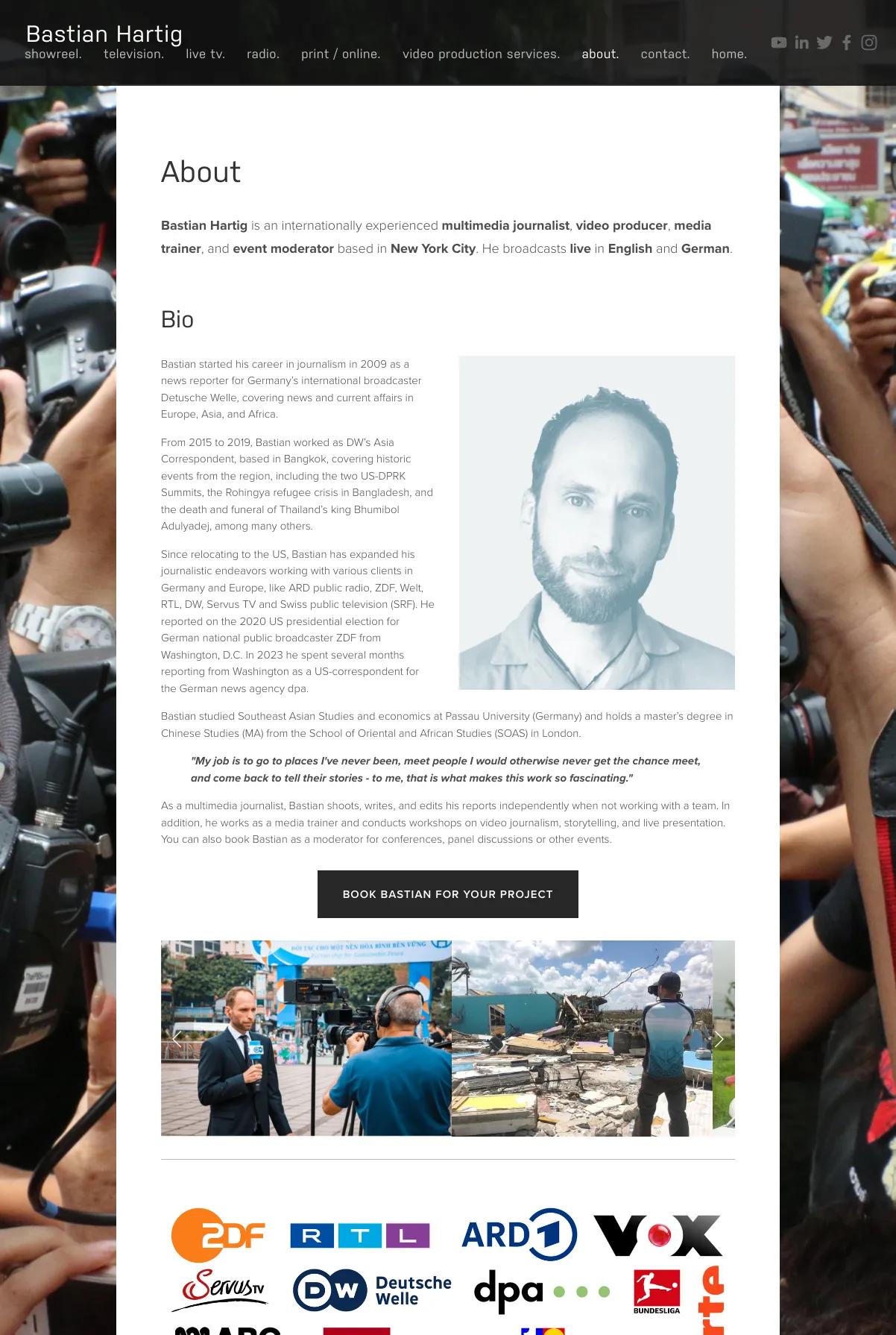 Screenshot 2 of Bastian Hartig (Example Squarespace Journalist Website)