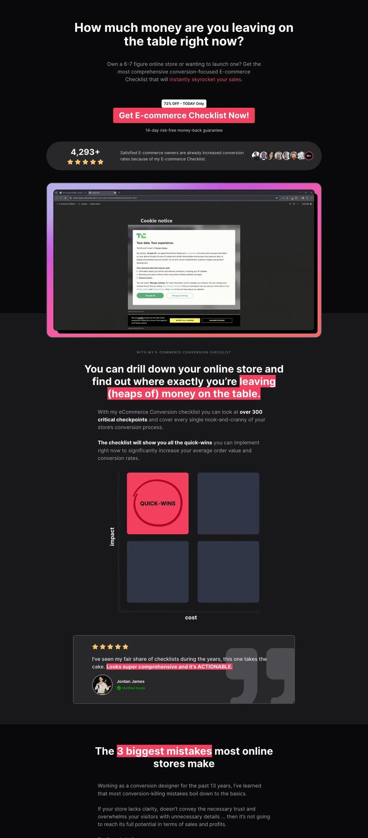 Screenshot 1 of eCommerce Conversion Checklist (Example Webstudio Website)