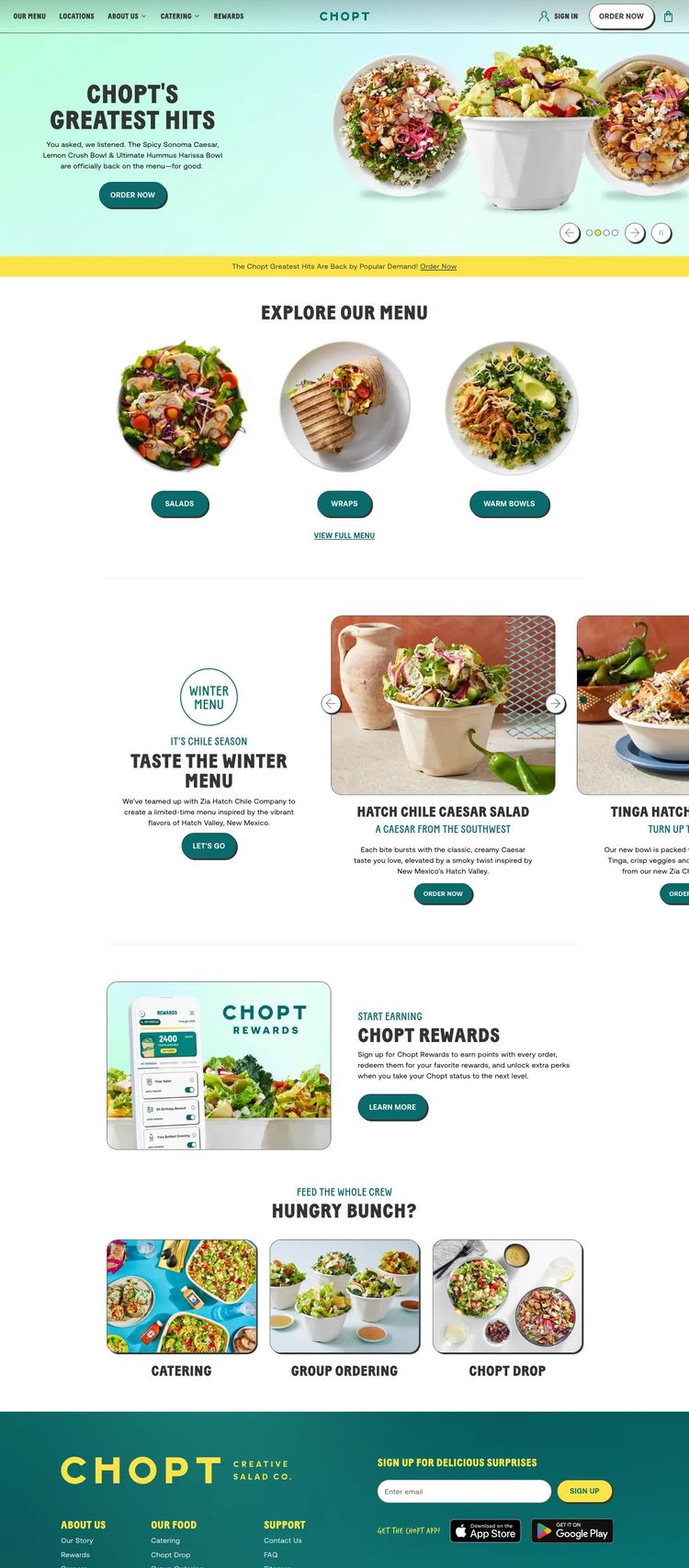 Screenshot 2 of Chopt Salad (Example Squarespace Restaurant Website)